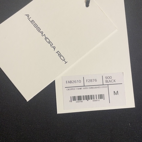 Alessandra Rich logo-embellished cropped t-shirt, Black - Picture 4 of 4